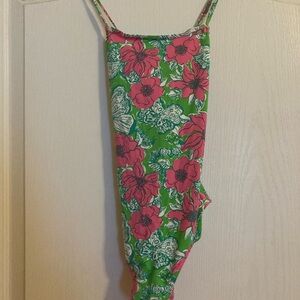 Lilly Pulitzer Floral Green and Pink Swimsuit